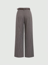 Sweetro Casual Checkered Straight-Leg Pants With Belt